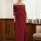 Mandy A-Line/Princess Stretch Crepe Lace Off-the-Shoulder 3/4 Sleeves Floor-Length Mother of the Bride Dresses DLP0020350