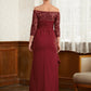 Mandy A-Line/Princess Stretch Crepe Lace Off-the-Shoulder 3/4 Sleeves Floor-Length Mother of the Bride Dresses DLP0020350