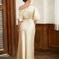 Logan Sheath/Column Charmeuse Ruched Off-the-Shoulder Short Sleeves Floor-Length Mother of the Bride Dresses DLP0020309