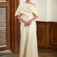 Logan Sheath/Column Charmeuse Ruched Off-the-Shoulder Short Sleeves Floor-Length Mother of the Bride Dresses DLP0020309