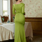 Mandy Sheath/Column Jersey Ruched Scoop Long Sleeves Floor-Length Mother of the Bride Dresses DLP0020352