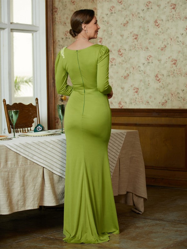 Mandy Sheath/Column Jersey Ruched Scoop Long Sleeves Floor-Length Mother of the Bride Dresses DLP0020352