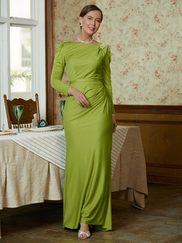 Mandy Sheath/Column Jersey Ruched Scoop Long Sleeves Floor-Length Mother of the Bride Dresses DLP0020352