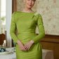 Mandy Sheath/Column Jersey Ruched Scoop Long Sleeves Floor-Length Mother of the Bride Dresses DLP0020352