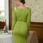 Mandy Sheath/Column Jersey Ruched Scoop Long Sleeves Floor-Length Mother of the Bride Dresses DLP0020352