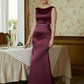 Shayna Sheath/Column Satin Beading Scoop Sleeveless Sweep/Brush Train Mother of the Bride Dresses DLP0020354