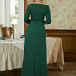 Makenzie A-Line/Princess Jersey Beading V-neck Long Sleeves Sweep/Brush Train Mother of the Bride Dresses DLP0020357