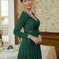 Makenzie A-Line/Princess Jersey Beading V-neck Long Sleeves Sweep/Brush Train Mother of the Bride Dresses DLP0020357