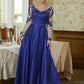 Genevieve A-Line/Princess Satin Applique V-neck Long Sleeves Floor-Length Mother of the Bride Dresses DLP0020358