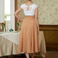 Kendal A-Line/Princess Chiffon Lace V-neck Sleeveless Tea-Length Mother of the Bride Dresses DLP0020364