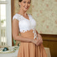 Kendal A-Line/Princess Chiffon Lace V-neck Sleeveless Tea-Length Mother of the Bride Dresses DLP0020364