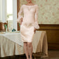 Selah Sheath/Column Satin Lace Scoop Long Sleeves Knee-Length Mother of the Bride Dresses DLP0020315