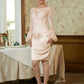 Selah Sheath/Column Satin Lace Scoop Long Sleeves Knee-Length Mother of the Bride Dresses DLP0020315