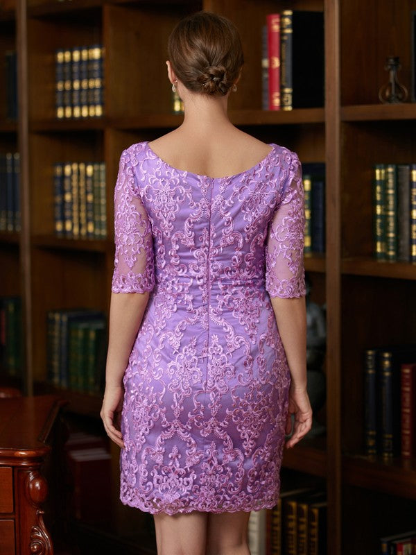 Eleanor Sheath/Column Lace V-neck 1/2 Sleeves Short/Mini Mother of the Bride Dresses DLP0020367