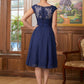 Lydia A-Line/Princess Chiffon Lace Scoop Sleeveless Knee-Length Mother of the Bride Dresses DLP0020368