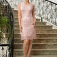 Cheyenne Sheath/Column Silk like Satin Lace V-neck Sleeveless Knee-Length Mother of the Bride Dresses DLP0020369