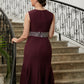 Serenity Sheath/Column Chiffon Beading Scoop Sleeveless Tea-Length Mother of the Bride Dresses DLP0020370