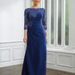 Nora Sheath/Column Chiffon Applique Bateau 3/4 Sleeves Floor-Length Mother of the Bride Dresses DLP0020280