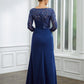 Nora Sheath/Column Chiffon Applique Bateau 3/4 Sleeves Floor-Length Mother of the Bride Dresses DLP0020280