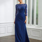 Nora Sheath/Column Chiffon Applique Bateau 3/4 Sleeves Floor-Length Mother of the Bride Dresses DLP0020280