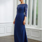 Nora Sheath/Column Chiffon Applique Bateau 3/4 Sleeves Floor-Length Mother of the Bride Dresses DLP0020280