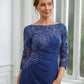 Nora Sheath/Column Chiffon Applique Bateau 3/4 Sleeves Floor-Length Mother of the Bride Dresses DLP0020280