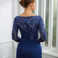 Nora Sheath/Column Chiffon Applique Bateau 3/4 Sleeves Floor-Length Mother of the Bride Dresses DLP0020280