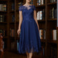 Martha A-Line/Princess Chiffon Applique Bateau Short Sleeves Tea-Length Mother of the Bride Dresses DLP0020275