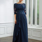 Bailee A-Line/Princess Chiffon Applique Bateau 3/4 Sleeves Floor-Length Mother of the Bride Dresses DLP0020276