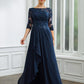 Bailee A-Line/Princess Chiffon Applique Bateau 3/4 Sleeves Floor-Length Mother of the Bride Dresses DLP0020276