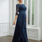 Bailee A-Line/Princess Chiffon Applique Bateau 3/4 Sleeves Floor-Length Mother of the Bride Dresses DLP0020276