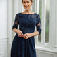 Bailee A-Line/Princess Chiffon Applique Bateau 3/4 Sleeves Floor-Length Mother of the Bride Dresses DLP0020276