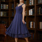 Bethany A-Line/Princess Chiffon Ruched V-neck Sleeveless Tea-Length Mother of the Bride Dresses DLP0020277