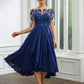 Trudie A-Line/Princess Chiffon Applique Bateau 1/2 Sleeves Tea-Length Mother of the Bride Dresses DLP0020279