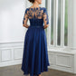 Trudie A-Line/Princess Chiffon Applique Bateau 1/2 Sleeves Tea-Length Mother of the Bride Dresses DLP0020279