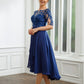 Trudie A-Line/Princess Chiffon Applique Bateau 1/2 Sleeves Tea-Length Mother of the Bride Dresses DLP0020279