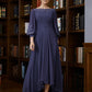 Nora A-Line/Princess Chiffon Ruched Bateau 3/4 Sleeves Asymmetrical Mother of the Bride Dresses DLP0020265