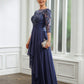 Lois A-Line/Princess Chiffon Applique Bateau 3/4 Sleeves Floor-Length Mother of the Bride Dresses DLP0020266