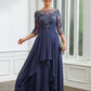 Lois A-Line/Princess Chiffon Applique Bateau 3/4 Sleeves Floor-Length Mother of the Bride Dresses DLP0020266