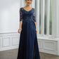 Lilianna A-Line/Princess Chiffon Applique V-neck 3/4 Sleeves Floor-Length Mother of the Bride Dresses DLP0020267