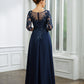 Lilianna A-Line/Princess Chiffon Applique V-neck 3/4 Sleeves Floor-Length Mother of the Bride Dresses DLP0020267