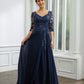 Lilianna A-Line/Princess Chiffon Applique V-neck 3/4 Sleeves Floor-Length Mother of the Bride Dresses DLP0020267