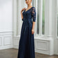 Lilianna A-Line/Princess Chiffon Applique V-neck 3/4 Sleeves Floor-Length Mother of the Bride Dresses DLP0020267