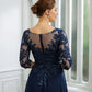 Lilianna A-Line/Princess Chiffon Applique V-neck 3/4 Sleeves Floor-Length Mother of the Bride Dresses DLP0020267