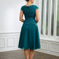 Pam A-Line/Princess Chiffon Ruched V-neck Short Sleeves Knee-Length Mother of the Bride Dresses DLP0020268