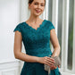 Pam A-Line/Princess Chiffon Ruched V-neck Short Sleeves Knee-Length Mother of the Bride Dresses DLP0020268