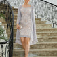 Neveah Sheath/Column Chiffon Applique Bateau 3/4 Sleeves Short/Mini Mother of the Bride Dresses DLP0020270