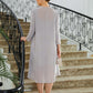 Neveah Sheath/Column Chiffon Applique Bateau 3/4 Sleeves Short/Mini Mother of the Bride Dresses DLP0020270