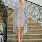 Neveah Sheath/Column Chiffon Applique Bateau 3/4 Sleeves Short/Mini Mother of the Bride Dresses DLP0020270