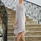 Neveah Sheath/Column Chiffon Applique Bateau 3/4 Sleeves Short/Mini Mother of the Bride Dresses DLP0020270